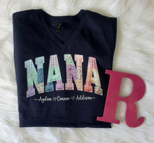 Load image into Gallery viewer, Faux Quilted Name tees/sweatshirts