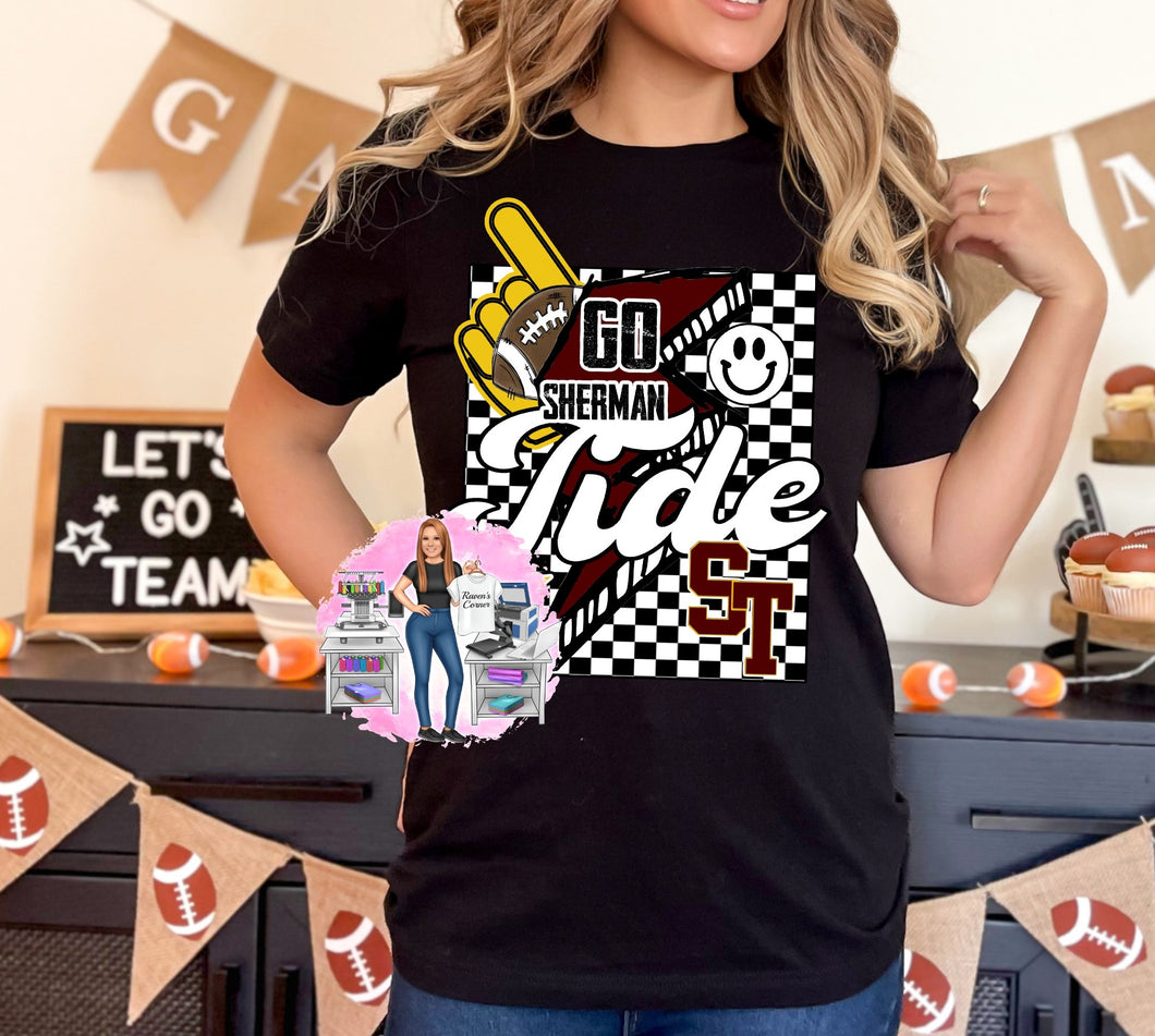 Checkered Sherman Tide Football Tee