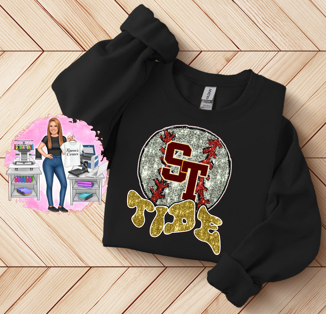 Sherman Tide Faux Sequin Baseball Tee