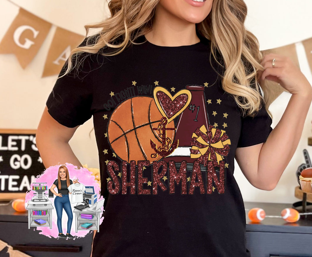 Sherman Tide Basketball and Cheer Tee