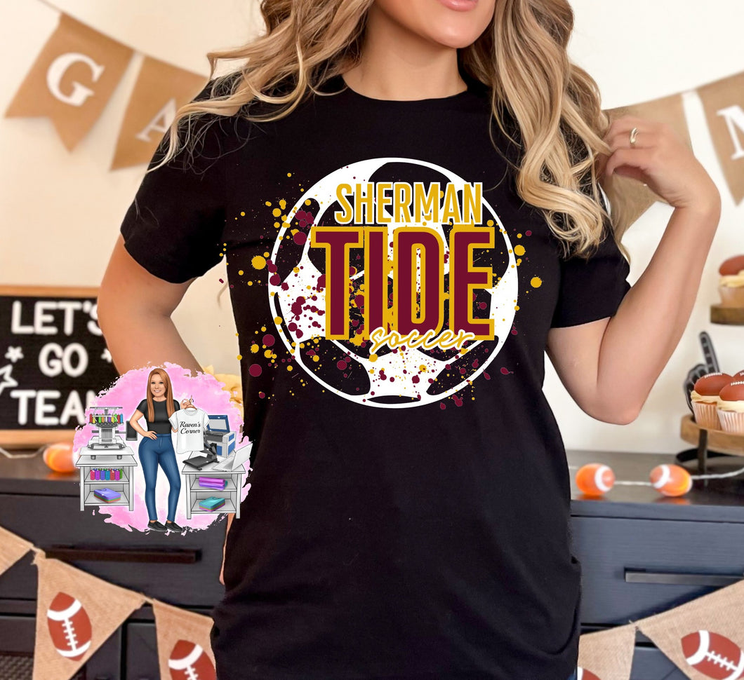 Sherman Tide Soccer Splatter Tee