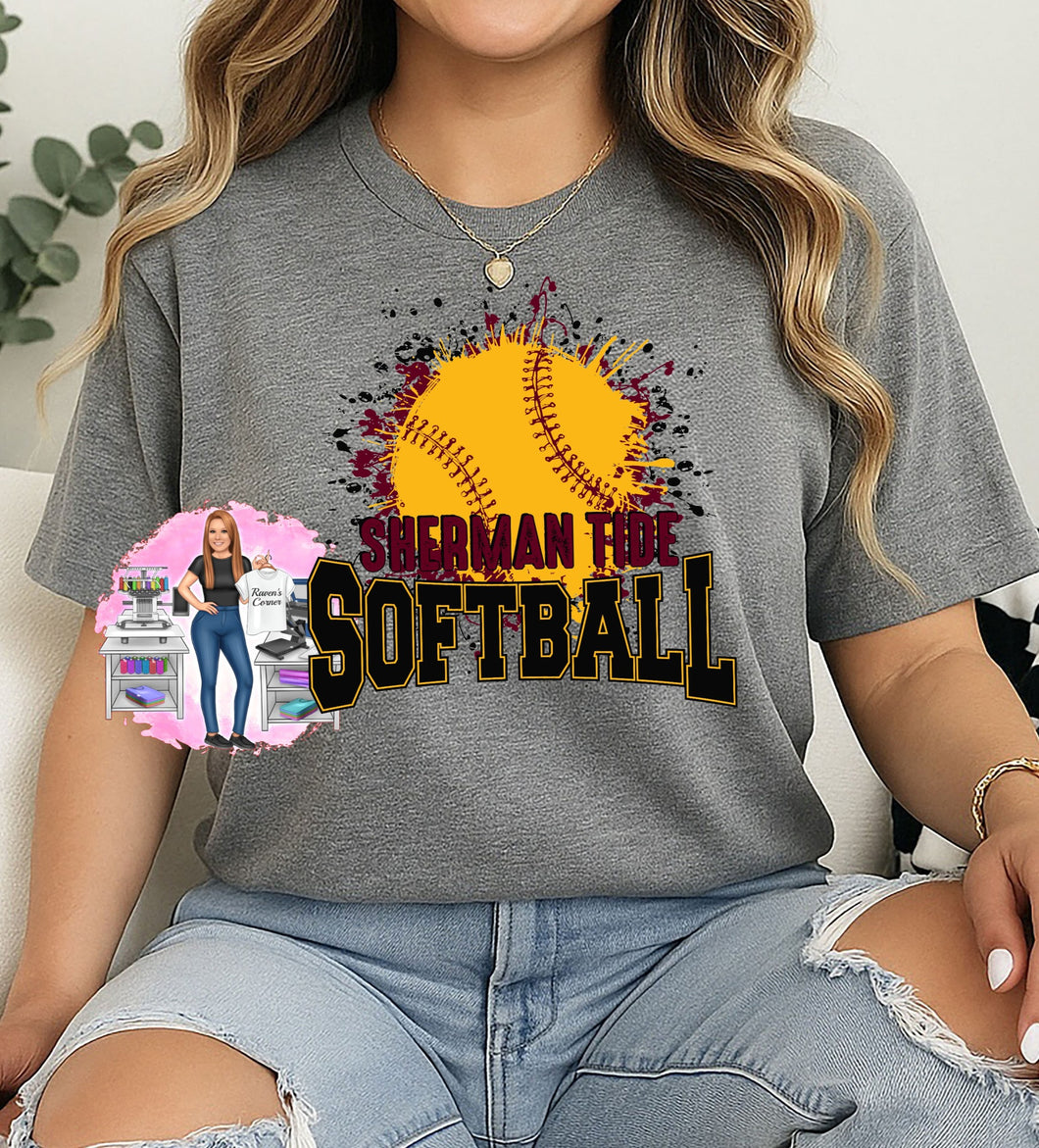 Sherman Tide Softball Splatter Tee