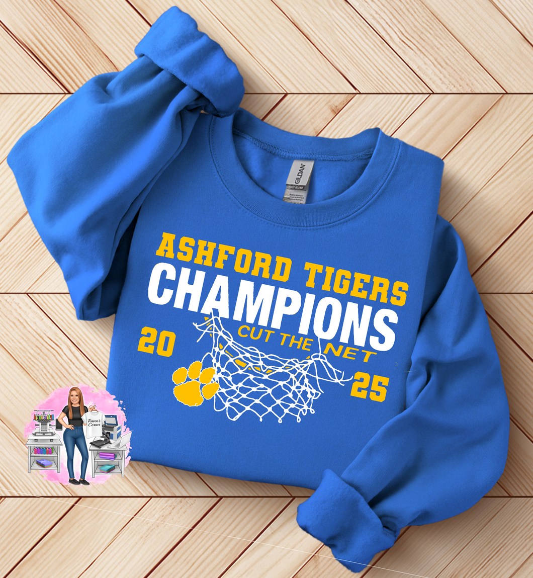 Ashford Tigers Basketball Champions Tee, Sweatshirt, or Hoodie