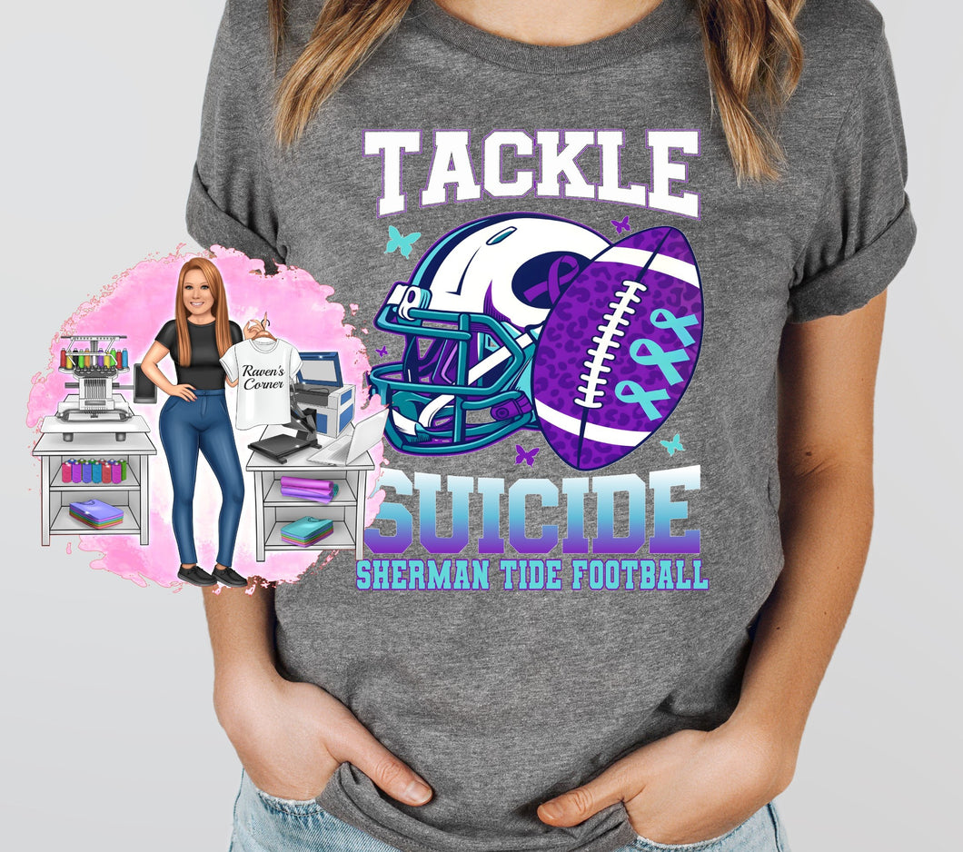 Tackle Suicide Awareness - Sherman Tide Football Tee