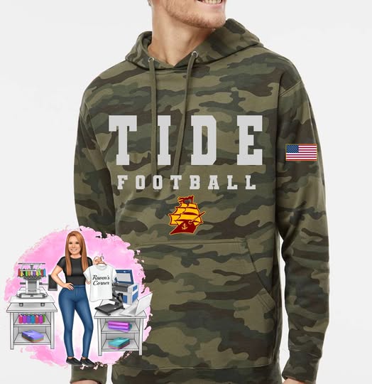 Sherman Tide Football Camo Tee or Hoodie