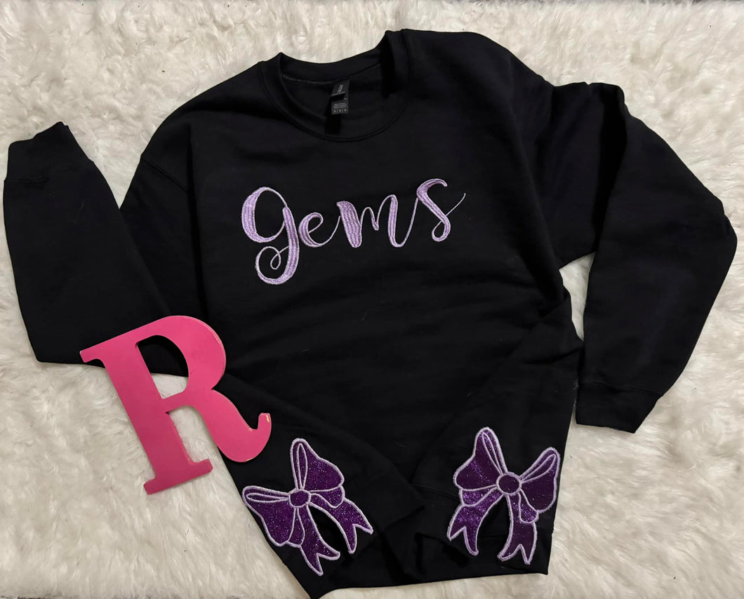Embroidered Coal River Gems w/ Side Bows