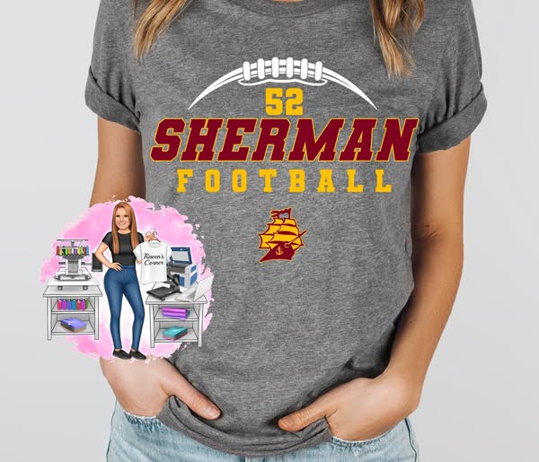 Sherman Tide Football Tee with Number