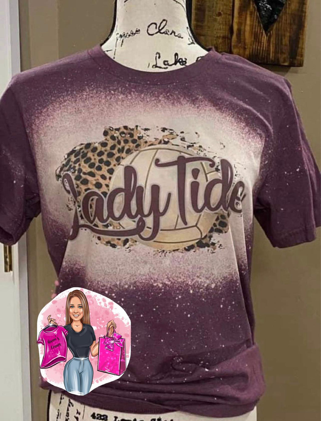 Sherman Tide Volleyball Tee w/ Leopard Background Tee