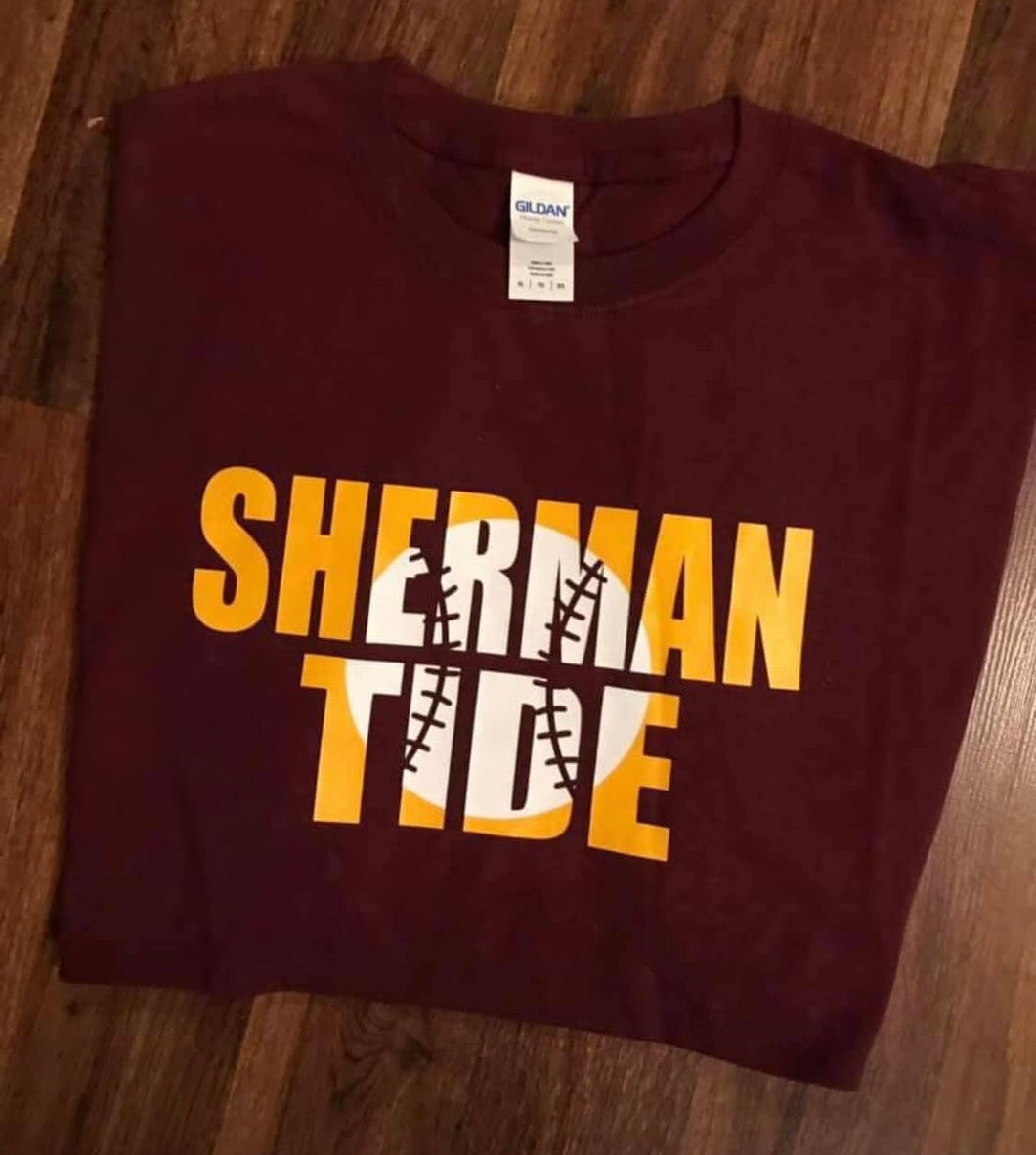 Sherman Tide Baseball Cut Out Tee