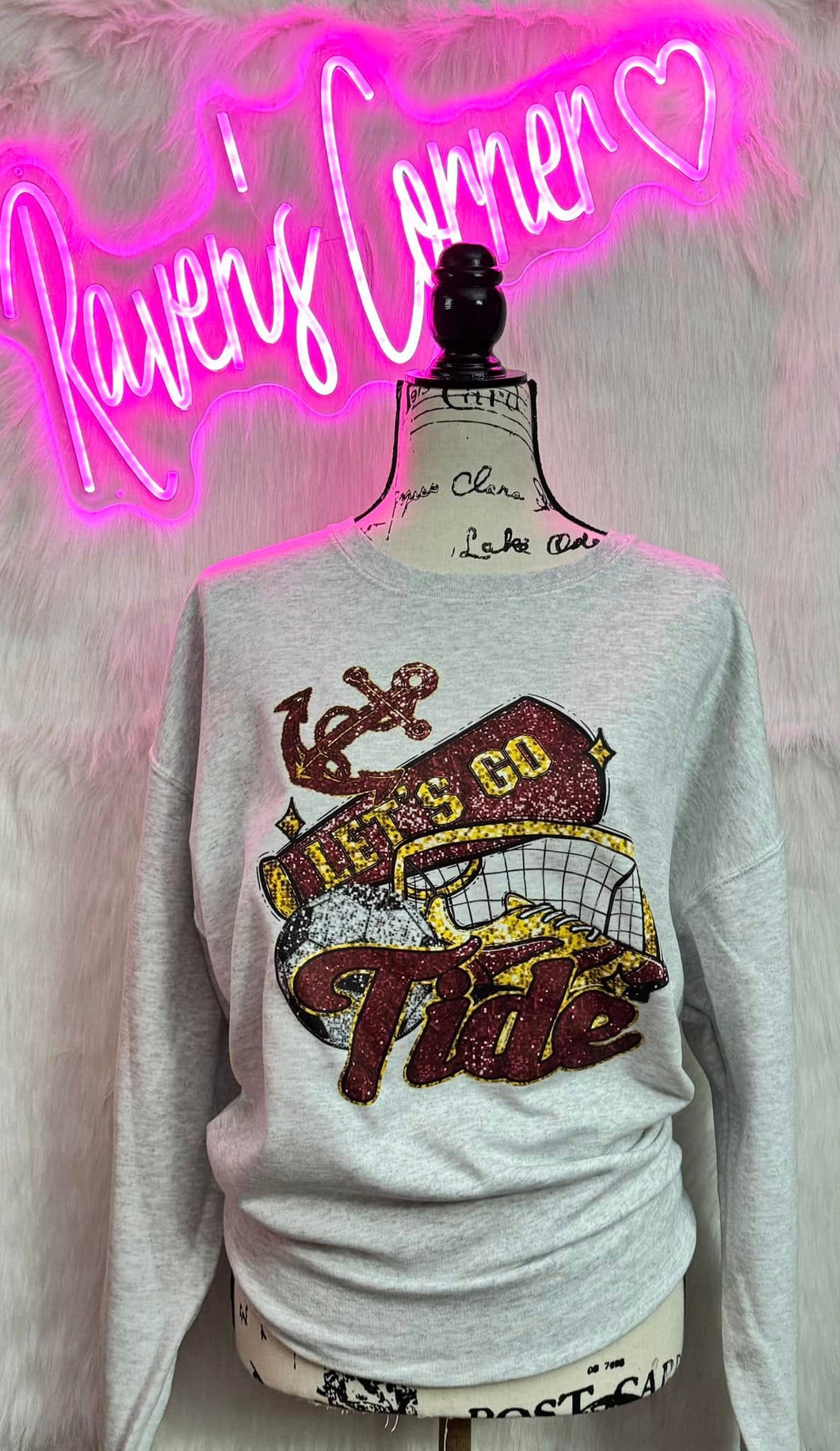 Let's Go Sherman Tide Soccer Faux Sequins Tee