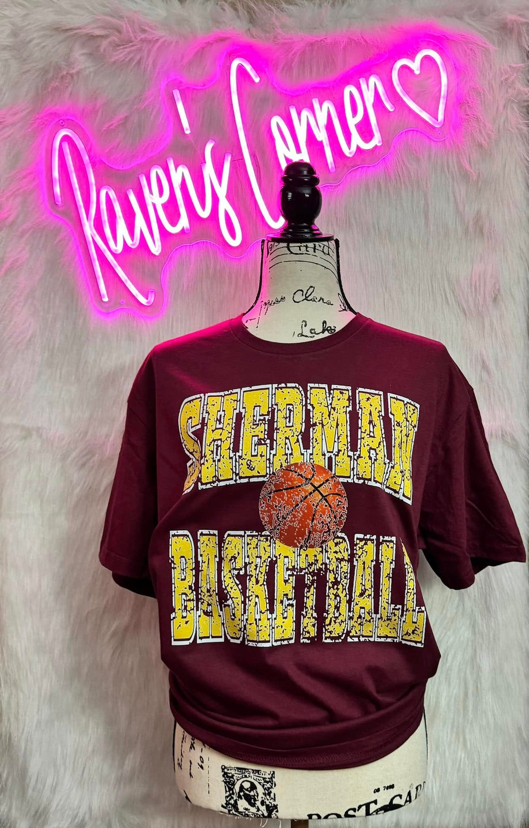 Distressed Sherman Tide Basketball Tee