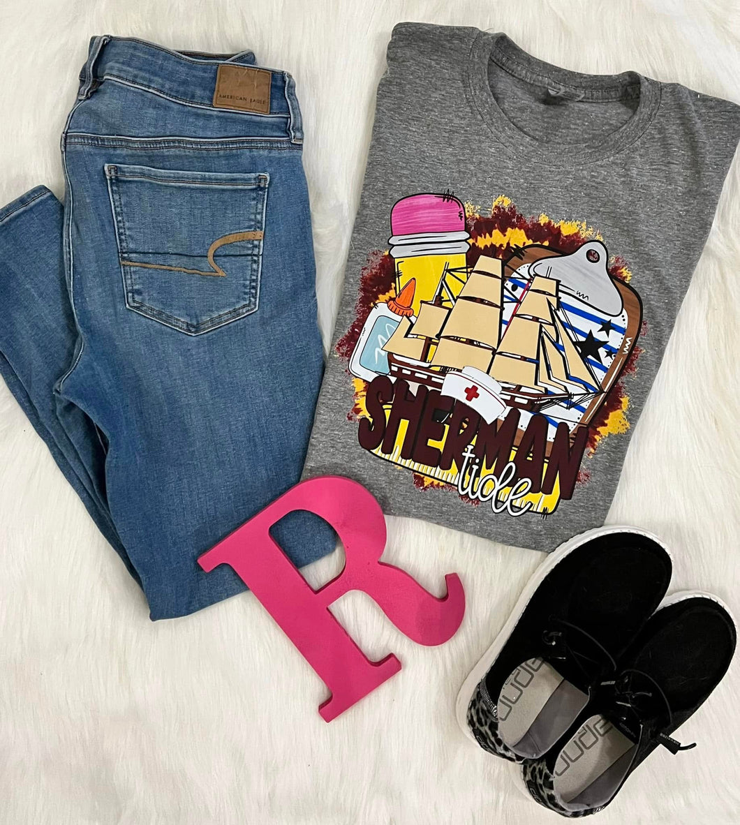Sherman Tide Old School Ship Tie Dye School Nurse Tee