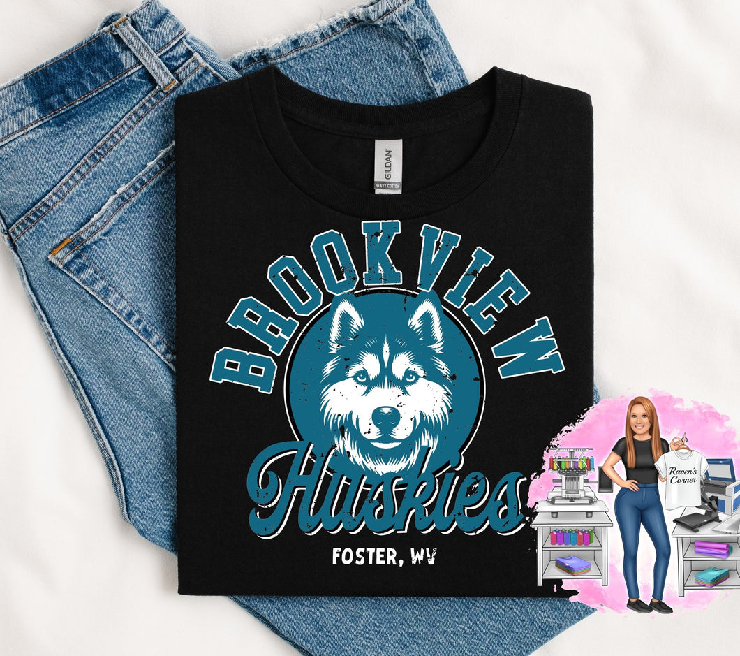 Brookview Huskies Vintage Distressed Tee