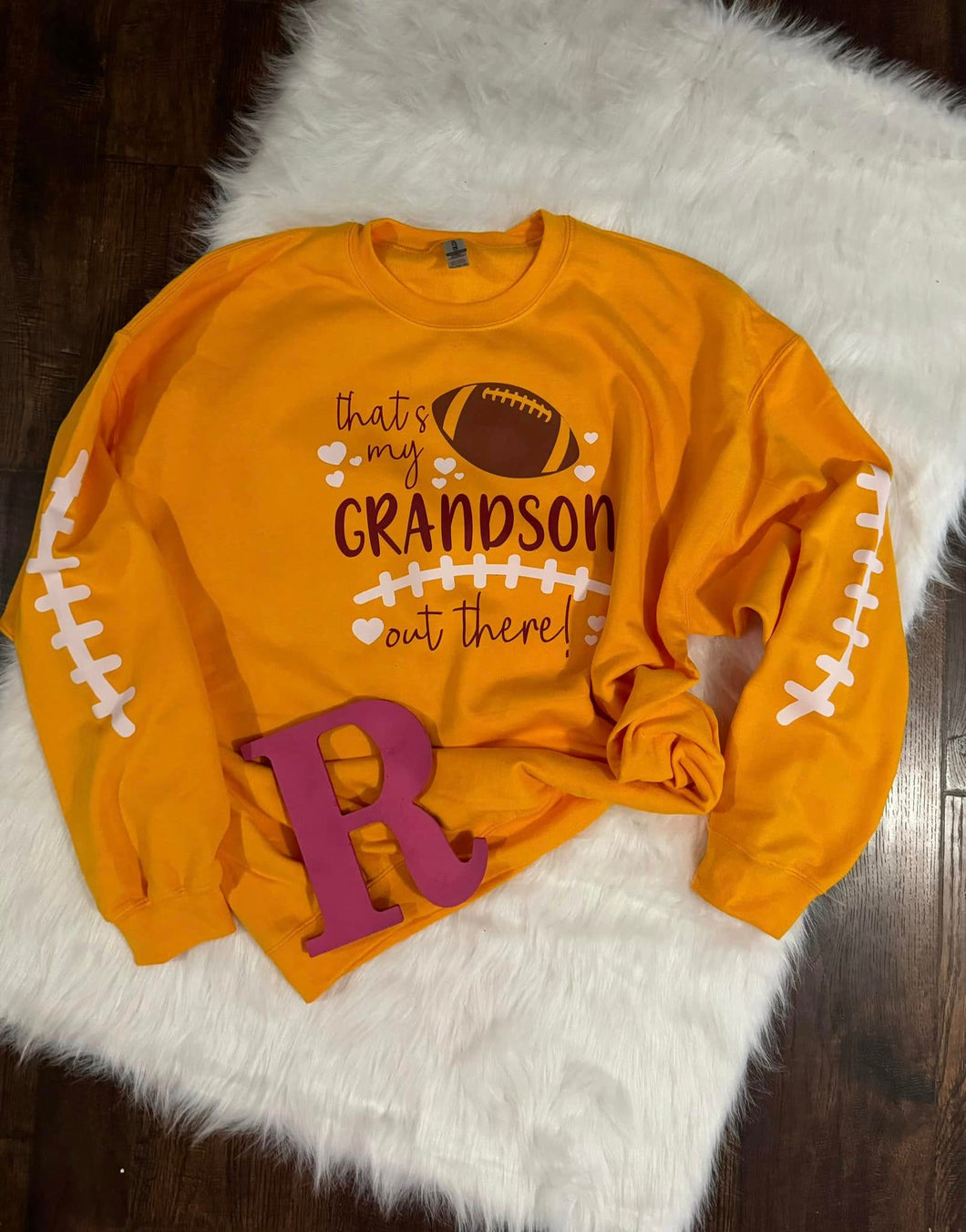 That's My Grandson Out There w/ Football Laces on Sleeves