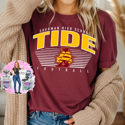 Sherman High School Tide Football Tee
