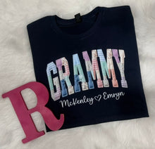 Load image into Gallery viewer, Faux Quilted Name tees/sweatshirts
