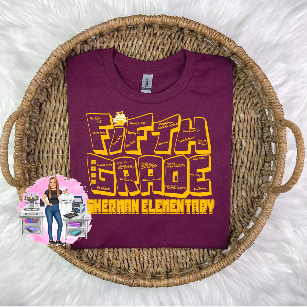 Sherman Elementary 5th Grade Class Signature Tee 2025