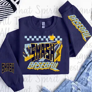 Smash Baseball Sweatshirt with Sleeve Designs