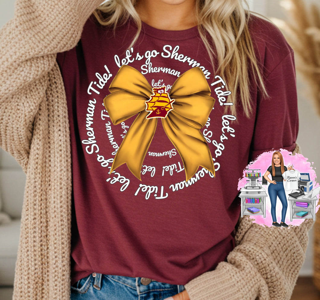 Let's Go Sherman Tide Bow Tee