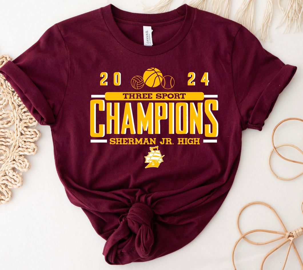 SJHS 3 Sport Champions Tee
