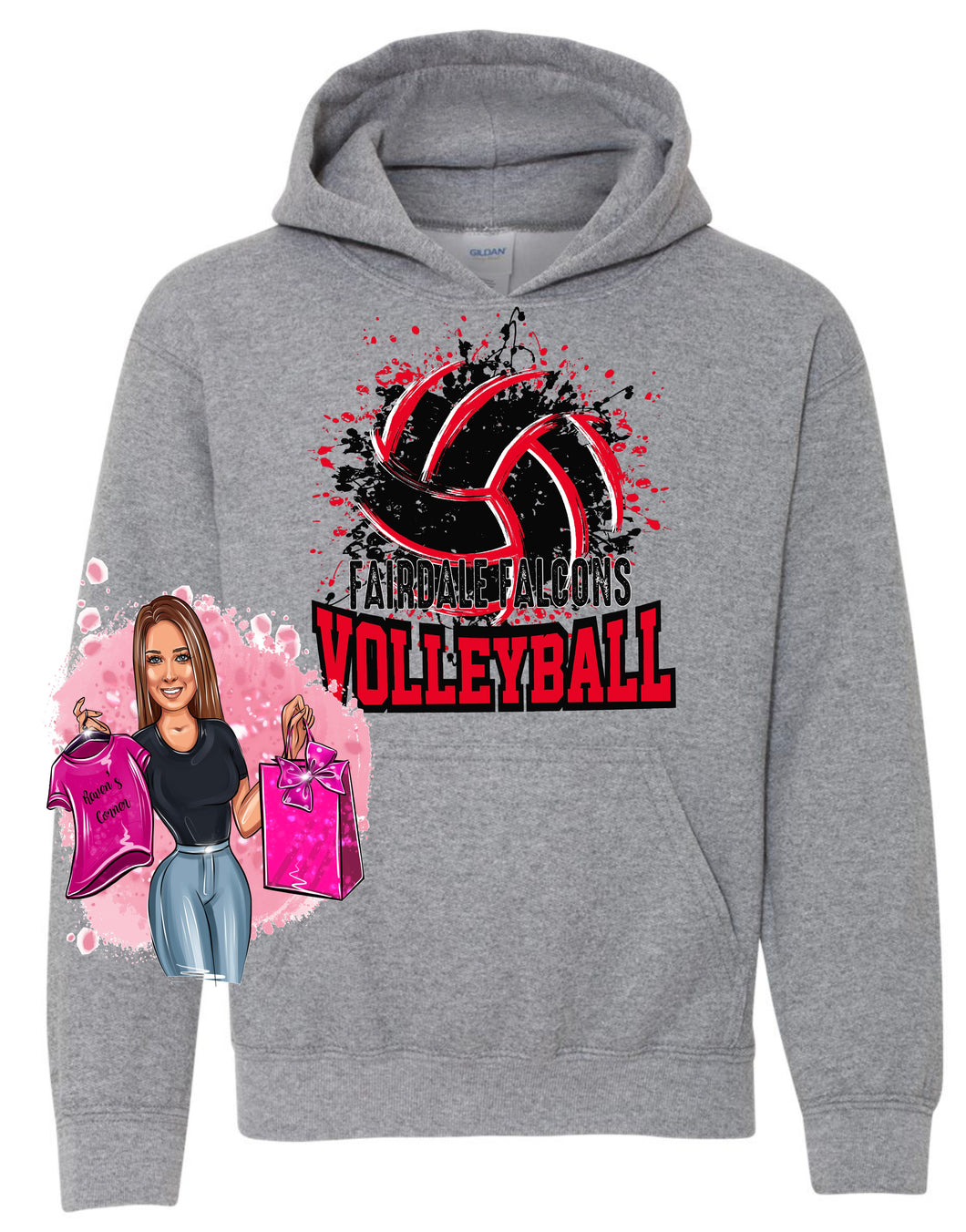 Fairdale Falcons Volleyball Fan Gear - Hoodie or Crew