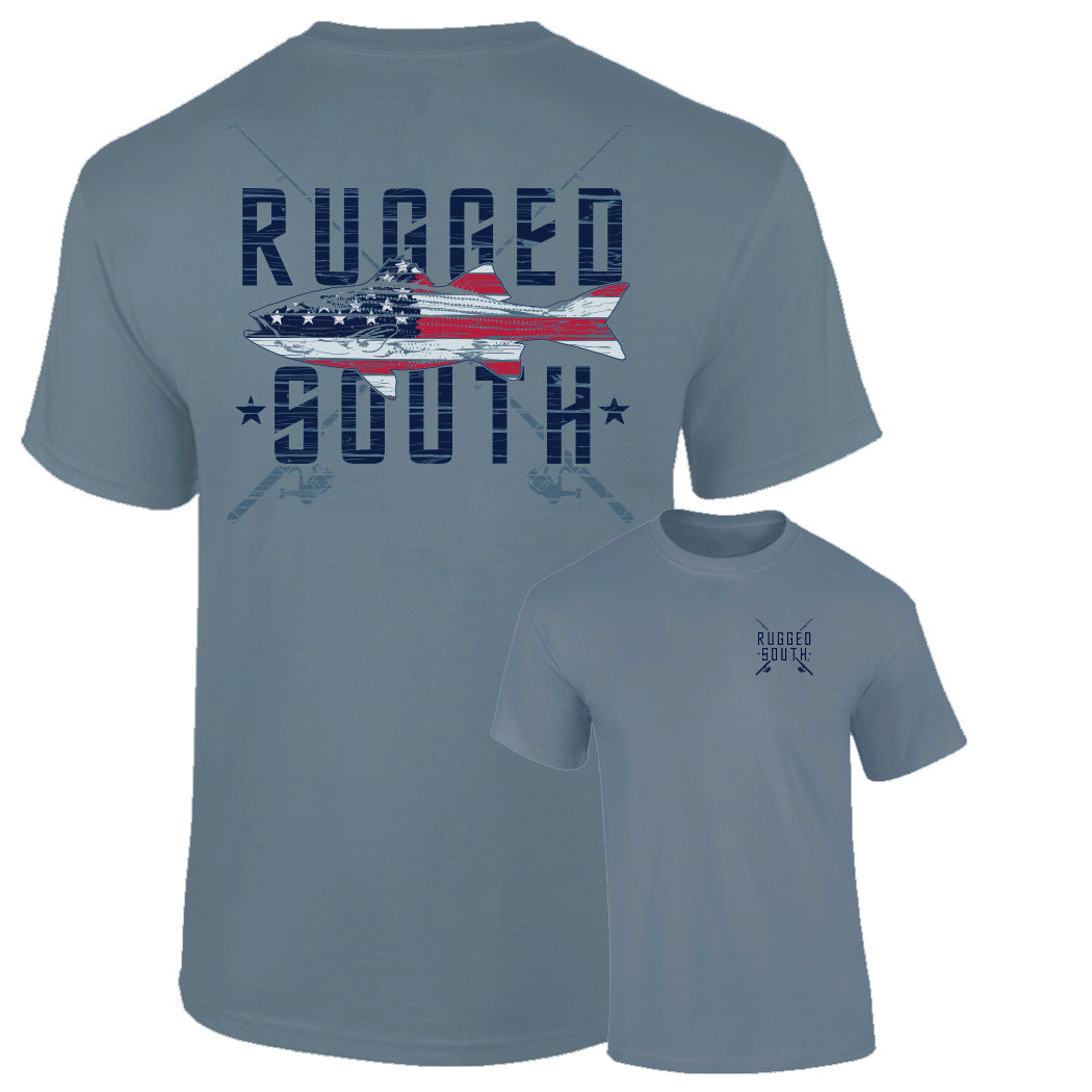 Rugged South® Patriotic Fish with Rods T-shirt