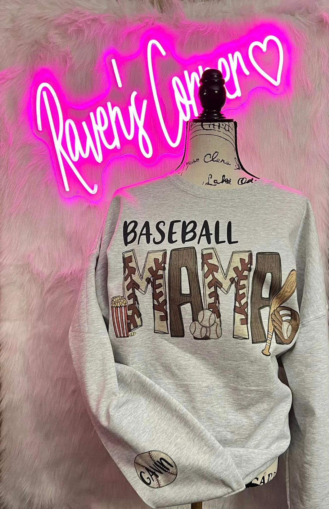 Baseball Mama Sweatshirt w/ Names on Sleeves