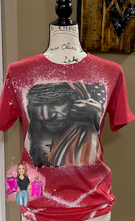 Jesus/American Flag Bleached Tee