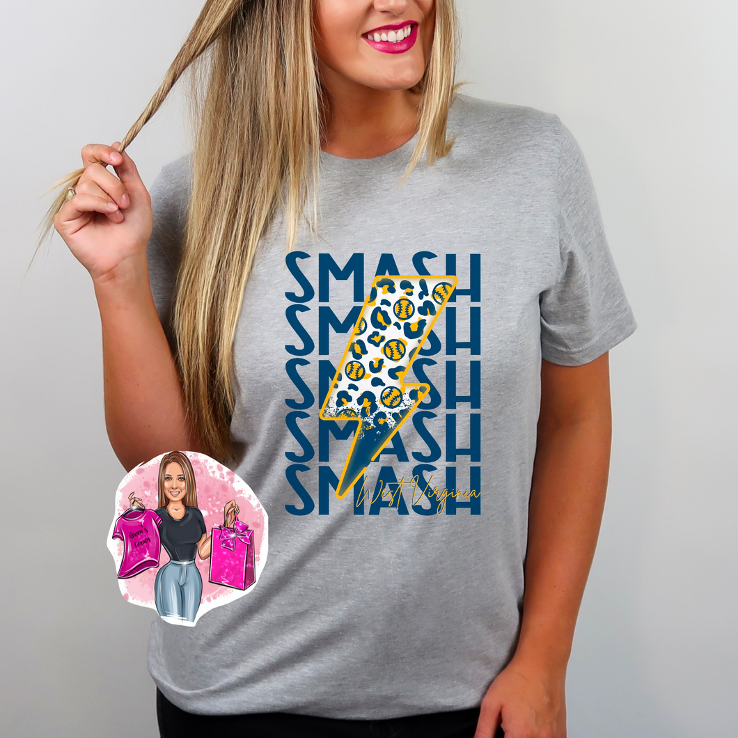 West Virginia Smash Lightening Bolt Tee