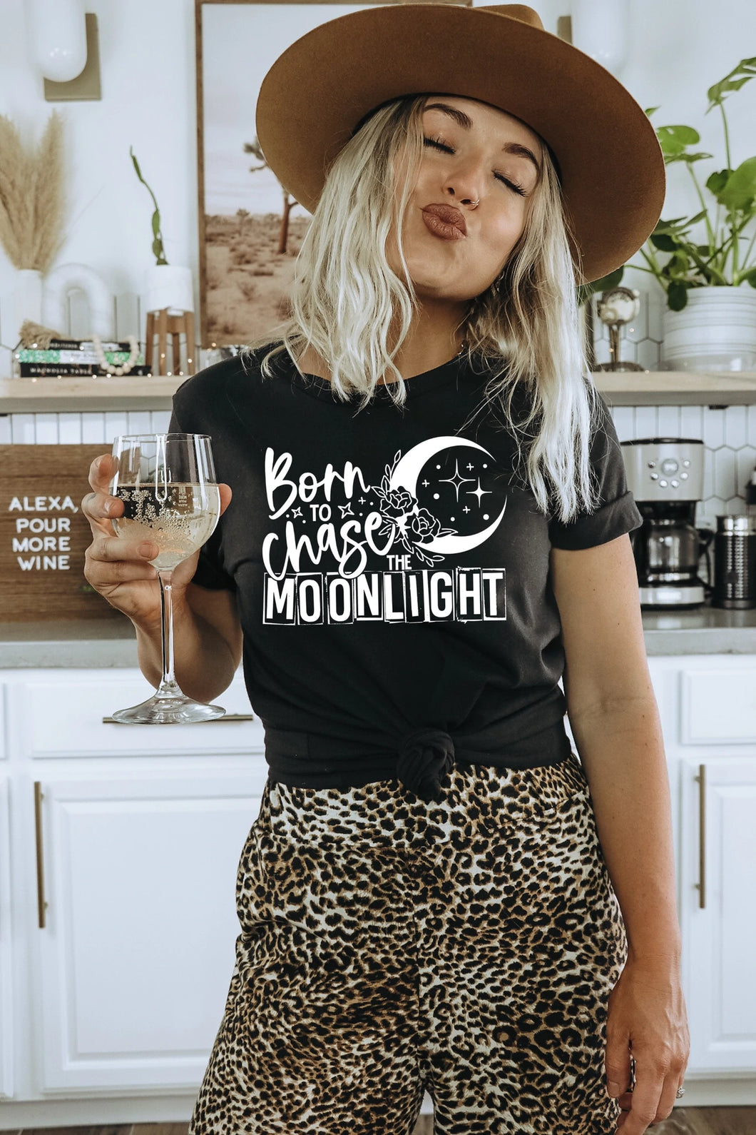 Born To Chase The Moonlight Tee - Black