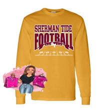 Load image into Gallery viewer, Sherman Tide Football Long Sleeves Tee Fan Gear 2022 Maroon and Gold Fan Gear
