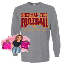 Load image into Gallery viewer, Sherman Tide Football Long Sleeves Tee Fan Gear 2022 Maroon and Gold Fan Gear
