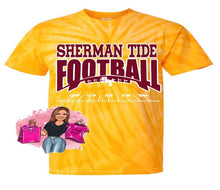 Load image into Gallery viewer, Sherman Tide Tie Dye Football Tee Fan Gear 2022 Maroon and Gold Fan Gear
