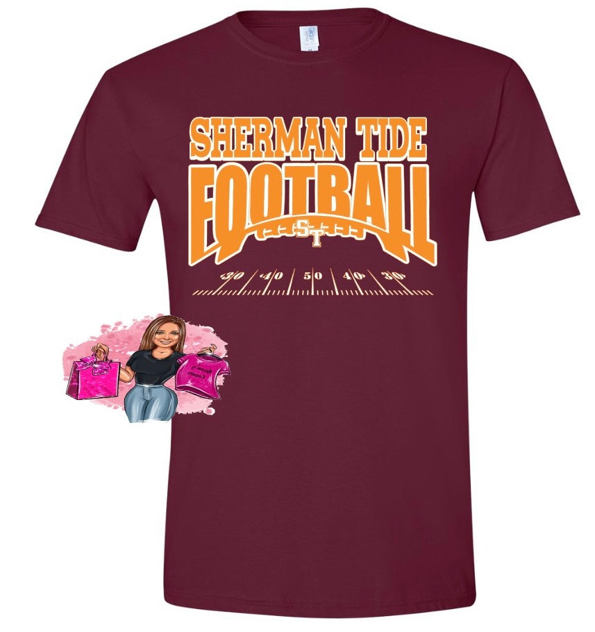 Sherman Tide Football Softstyle Tee Fan Gear 2022 Maroon and Gold Fan Gear