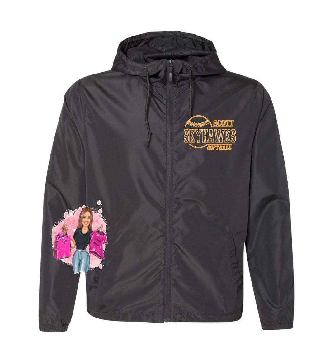 Scott High School Softball Fan Gear  Independent Trading Co. - Unisex Lightweight Windbreaker Full-Zip Jacket - EXP54LWZ - Black