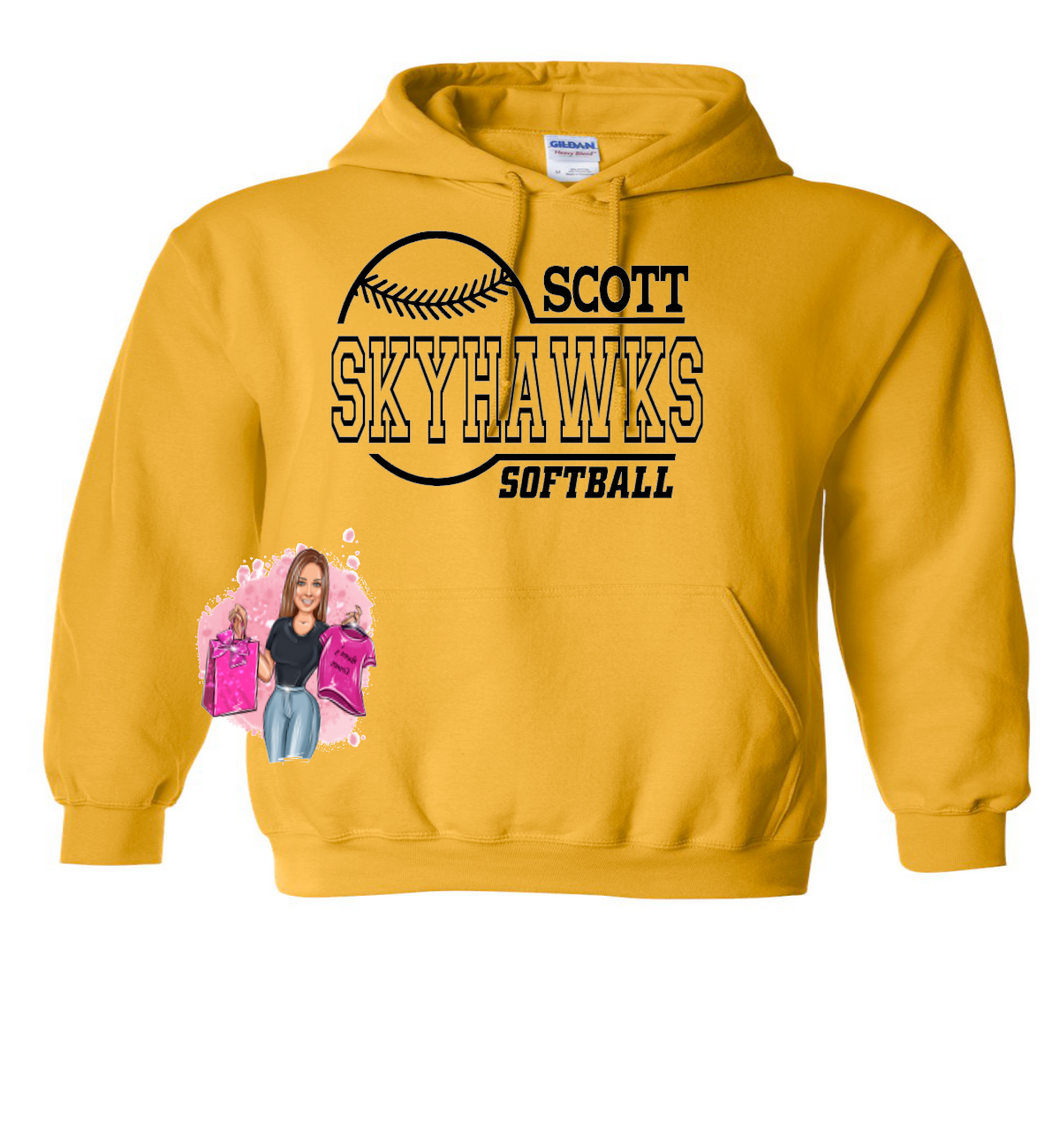 Scott High School Softball Fan Gear  Gildan - Heavy Blend™ Hooded Sweatshirt - 18500- Gold