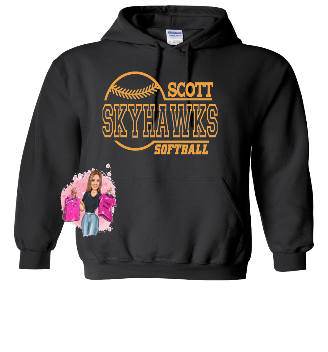 Scott High School Softball Fan Gear  Gildan - Heavy Blend™ Hooded Sweatshirt - 18500- Black