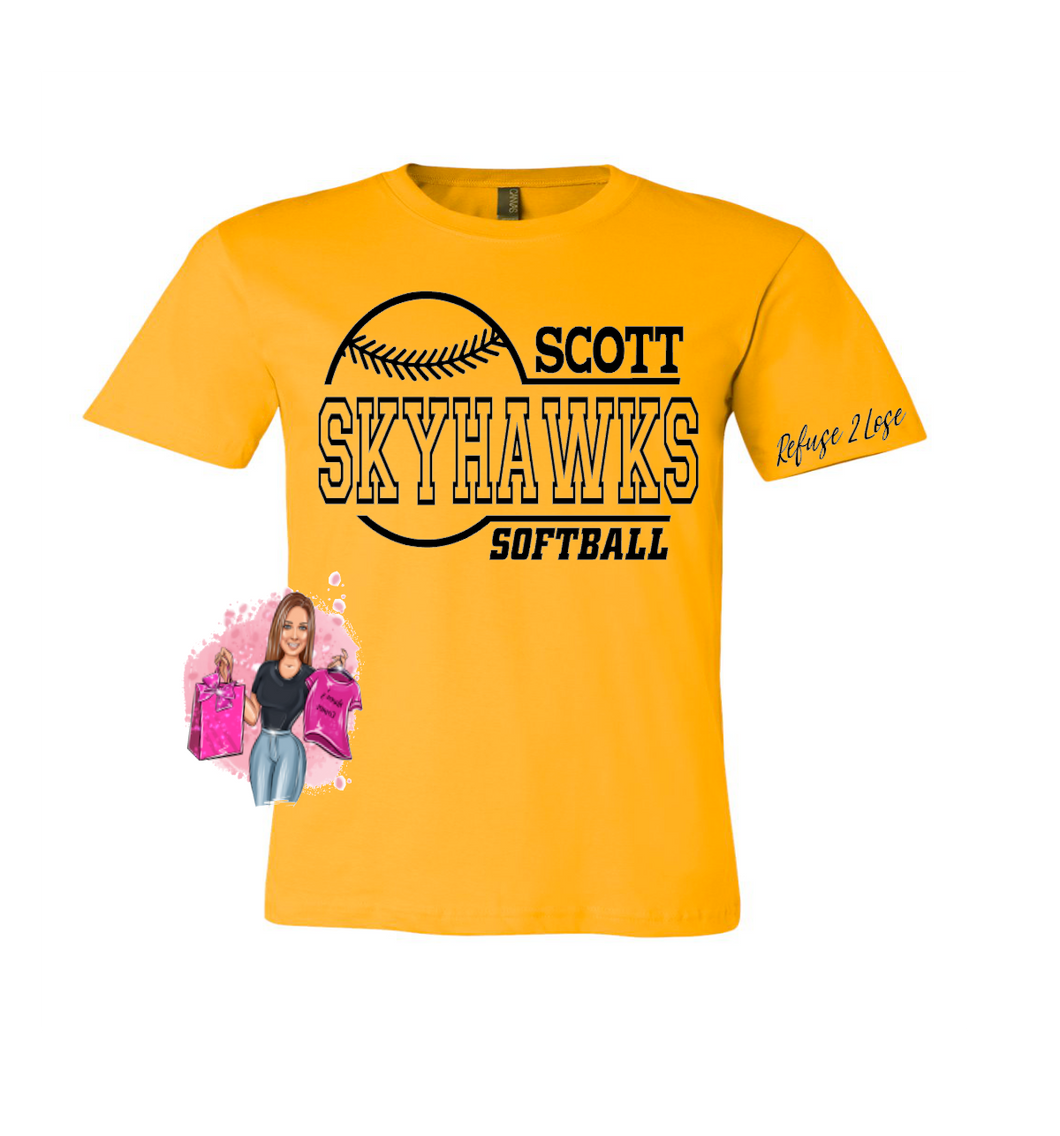 Scott High School Softball Fan Gear  Gildan - Heavy Cotton™ T-Shirt - 5000- Gold