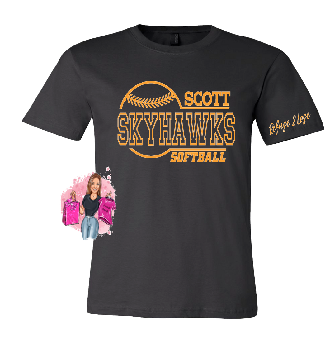 Scott High School Softball Fan Gear Gildan - Softstyle® T-Shirt - 64000 - Black