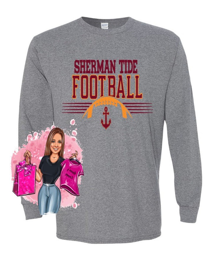 Sherman Tide Football Long Sleeves Tee Fan Gear SHS Football