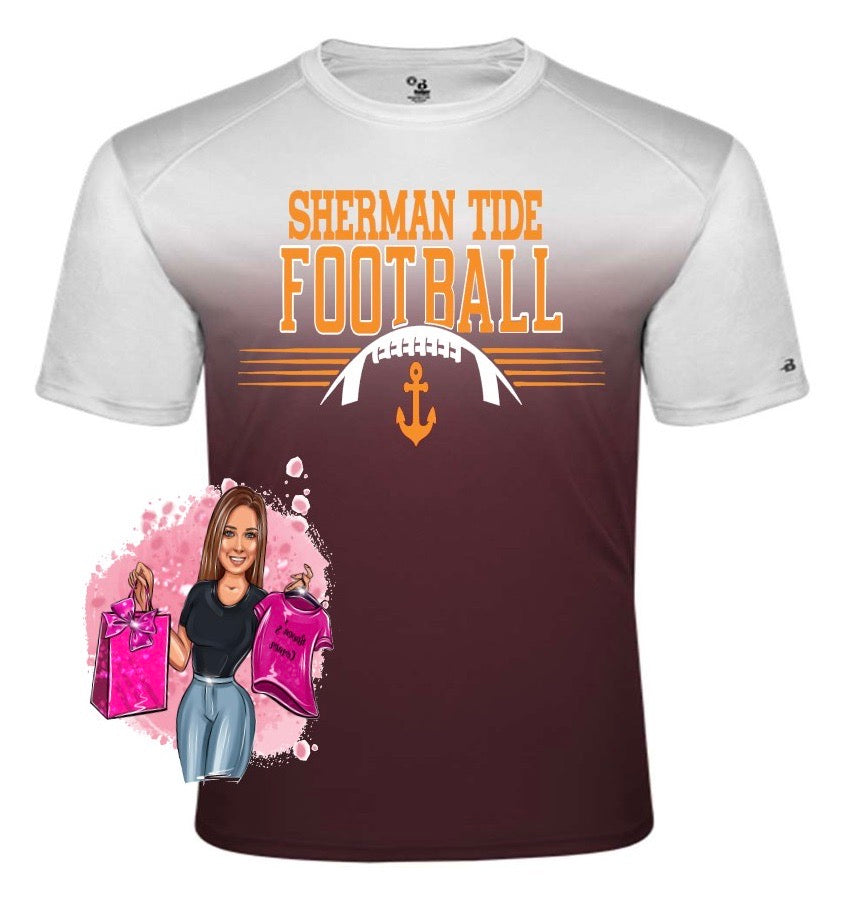 Sherman Tide Football Ombre Tee Fan Gear SHS Football