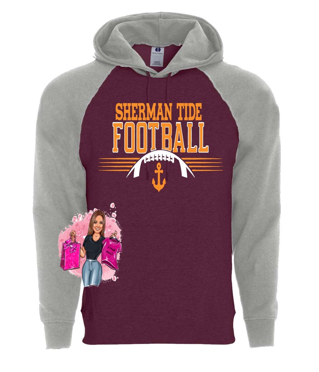 Sherman Tide Athletic Fleece Banner Hooded Sweatshirt - SHS Football