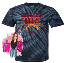 Load image into Gallery viewer, Sherman Tide Tie Dye Football Tee Fan Gear SHS Football
