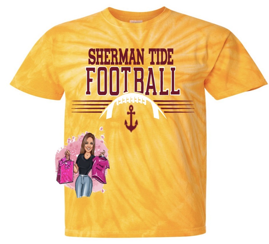 Sherman Tide Tie Dye Football Tee Fan Gear SHS Football