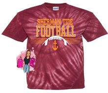 Load image into Gallery viewer, Sherman Tide Tie Dye Football Tee Fan Gear SHS Football
